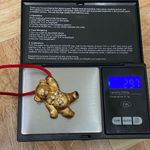 Vintage AVON Gold Teddy Bear with Rhinestones in Original Red Cord Necklace Photo 10