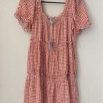 Princess Polly  Lux Mini Dress Orange Red Gingham Size 4 Tiered Photo 3