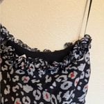 The East Order  Black Metallic Chiffon One Sleeve Ruffle Leopard Print Blouse M Photo 4