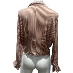Amuse Society  Kala Blouse L Reddish Brown Striped Long Sleeve Button-Up Photo 3