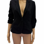 Eliza J  Black Ruched Sleeve Blazer Womens Small Petite Photo 0