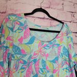 Fresh Produce  DALIA DRESS FRONT POCKETS BOLD COLORFUL LEAF PRINT 100% COTTON XL Photo 2