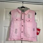 Disney  Cheshire Cat Alice in Wonderland Vest Hoodie Size Small Pink White Stripe Photo 0