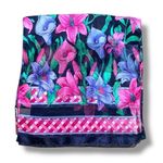 Berkshire Made in Italy Floral Scarf Sheer Bright Pink Purple Green Polyester Black Photo 2