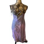 Cider  Purple Ombré Glitter Cowlneck Drawstring Mini Dress size XL Hoco Formal Photo 7