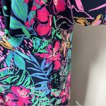 Cappagallo Dress Shift Stretchy Slinky Floral Tropical 3/4 Pink Blue Green Gold Size L Photo 5