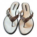 Bandolino  Black Beaded Thong Sandals Photo 2