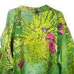 Dina Porter kimono 3X hand painted silk blend watercolor floral burnout topper Green Photo 3