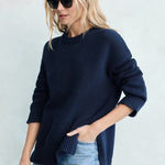 Jenni Kayne Cotton Boyfriend Sweater Navy Blue XXL $295 Photo 0