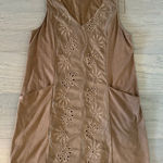 Black Swan  Tan Floral Embroidered Suede Mini Dress Medium Photo 0