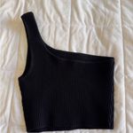 Babaton  Elegant Black Asymmetrical Crop Top Photo 3