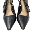 Christian Dior Dior J’Adior Studded Logo Ribbon Black Leather Slingback Pumps Size 37.5 Photo 8