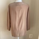 100% Silk Studio by Claude Bennett Open Front Matte Silk Pocket Cardigan Tan Size 10 Photo 1