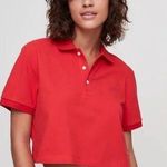 Aritzia  TNA Red Jana Cropped Short Sleeve Polo Top XS Photo 0