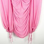 Lucy in the Sky  Robin Glitter Pink Glitter Deep V -Neck Ruched Dress Small Photo 5