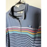 LL Bean Blue Rainbow Striped Rugby Lightweight Cotton Snap Pullover XL Photo 2