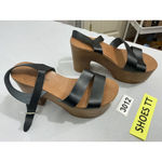 Womans Zigisoho Logic 6 Black Ankle Strap 2 Band Platform Wood Heel Sandals Photo 1