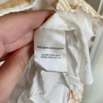 Sabo Skirt Luxe Camari Linen Dress Tan White Shirred Off the Shoulder Medium Photo 7