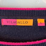 Size Large Vilagallo Intarsia Stars Embellished Sweater in Navy Blue Photo 2