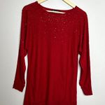 INC International Concepts Red Jeweled Crewneck Sweater Size L Photo 3