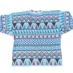 Vintage 90s Croquet Clue Geometric Checkered Multicolor Striped Pullover Sweater Multi Size M Photo 1