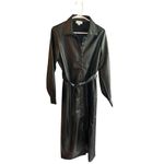 Evereve  Women's Black Faux Leather Belted Midi Dress jacket‎ Size M Photo 5