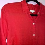 J.Jill  XS 100% Linen Essential Shirt in Red Button Collar Long Sleeve Photo 1