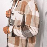 Brown Plaid Button Up Shacket Size S Photo 8