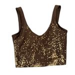 Marika Brown Gold glitter sparkle design athletic workout sporty gym Tank Small Photo 3
