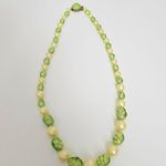 Vintage Yellow Plastic Pearl Green Glitter Lucite Bead Necklace Photo 1