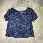 Lush Clothing Lush Shirt Medium Blue Micro Floral Flower Michelle Tie Back Blouse Boho Peasant Photo 1