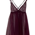 Victoria's Secret Burgundy Camisole S Lace Tulle Strappy Nightgown Teddy 1 Piece Photo 0