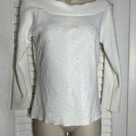 Vintage Y2K Belldini Elegant Pearl Embellished Boat Neck Knit Top Sweater L White Size L Photo 0