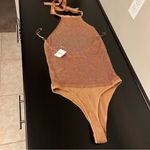 Free People Intimately  Gold Shine Be Fine Bodysuit Women’s Size M, metallic, NWT Photo 3