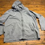 Hollister Gray Full Zip Hoodie Distressed Holes Ripped Sleeve Graphic Logo XL Photo 0