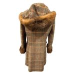 Vintage Pennylane Plaid Wool Coat with Fur Trim, size XS/S Brown Photo 2