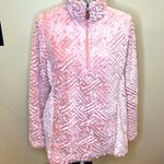 Simply Southern  fuzzy fleece pink weave quarter zip pullover, Large Photo 0