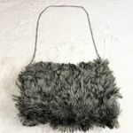 Gray & Black Faux Fur Winter Hand Warmer Chain Strap Fuzzy Plush Hand Muffs Photo 0