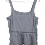 Point Sur Blue Grey Tank M Womens Eyelet Gauzy Sleeveless Career Boho Career Size M Photo 0