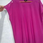 Jones New York Fuchsia Cap Sleeve Silver Studs Round Neck Business Casual Top XL Photo 3