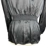 American Vintage Vintage 70s Black Satin long sleeve Blouse chic retro neutral minimalist Photo 4