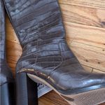 Ralph Lauren Lauren  Croc-Embossed Over the Knee Boots in Dark Brown Photo 2