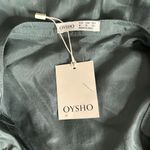 Oysho Silk Embroidered Kaftan Dress Size S Green V Neck Light Slightly Sheer NEW Photo 7