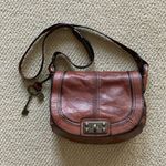 Fossil Leather Turn Lock Crossbody Bag Shoulder Flap Front 1954 Handbag Brown Photo 0