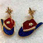 Oh my stars cowgirl Americana earrings Red White Blue pearls fashion jewelry Gold Photo 4