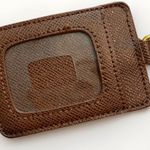 Adrienne Vittadini Adrienne Vitadini Brown luggage tag ID holder brown leather gold tone Logo Photo 3