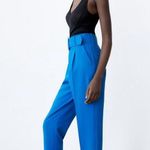 ZARA PANTS W/ FABRIC-COVERED BELT High-waist Blue Size M NEW Photo 6
