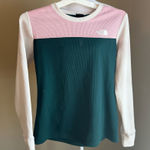 The North Face  Pink and Green Long Sleeve Shirt waffle knit Photo 0