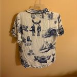 Katie Kime Apres Ski Toile Pajama Top in White & Navy Size M Photo 4
