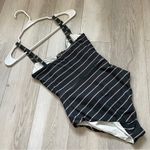 Anemos Striped Swimsuit NWOT cut out one tortoise piece womens Black (small) Photo 4